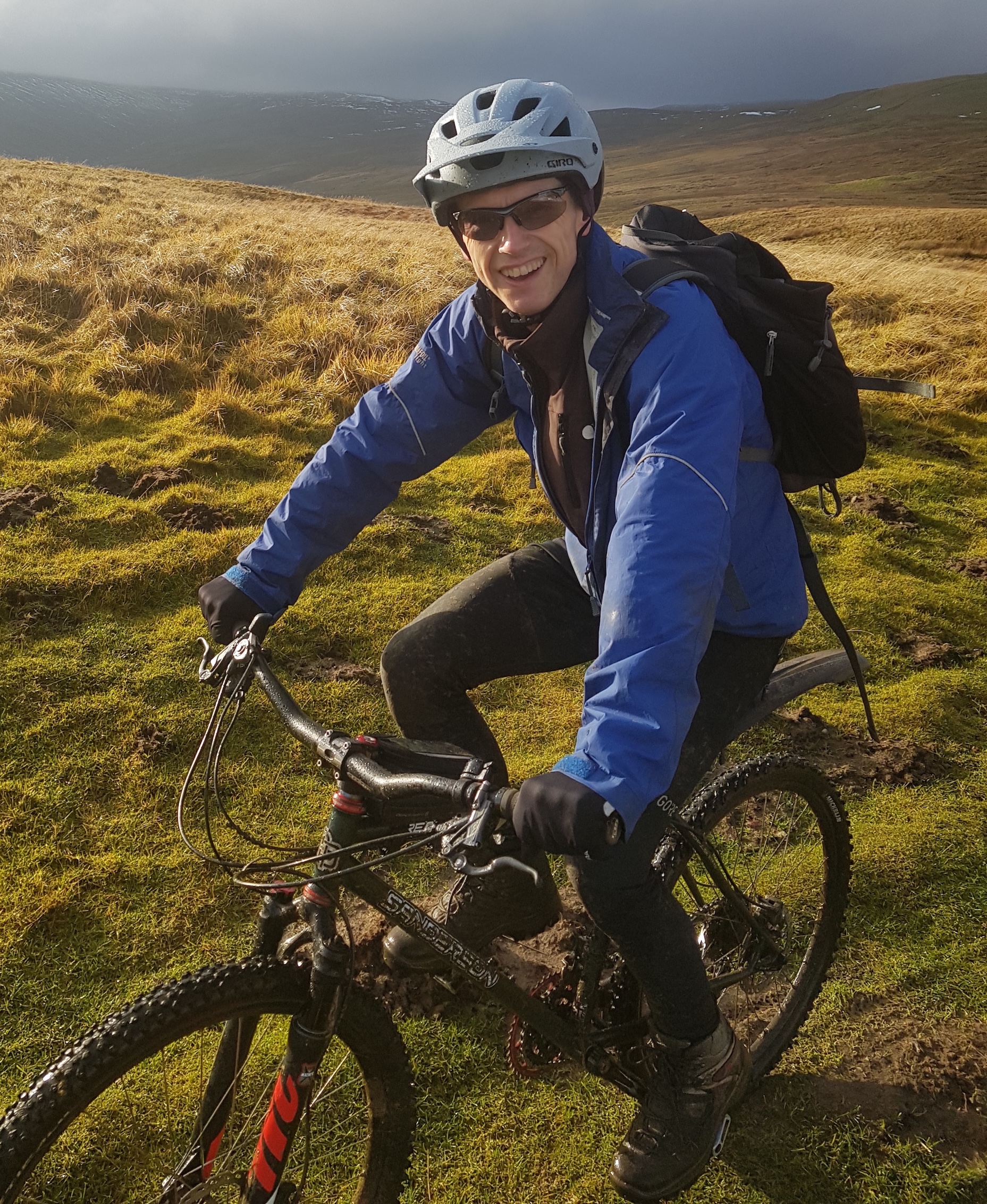 A Picture of John Sanderson Riding a Sanderson Mountain Bike